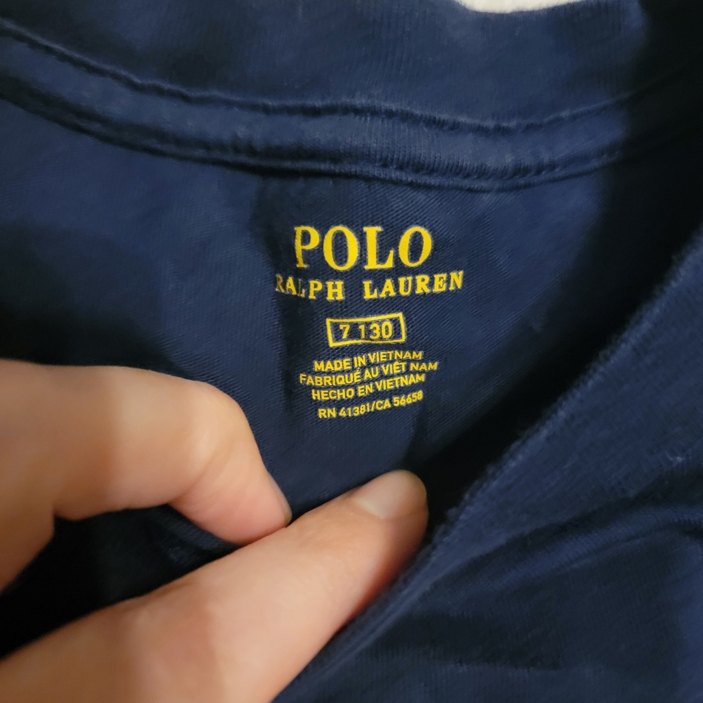 Polo Bear by Ralph Lauren Navy Blue Football Shirt Boys Size 7 - Picture 3 of 3